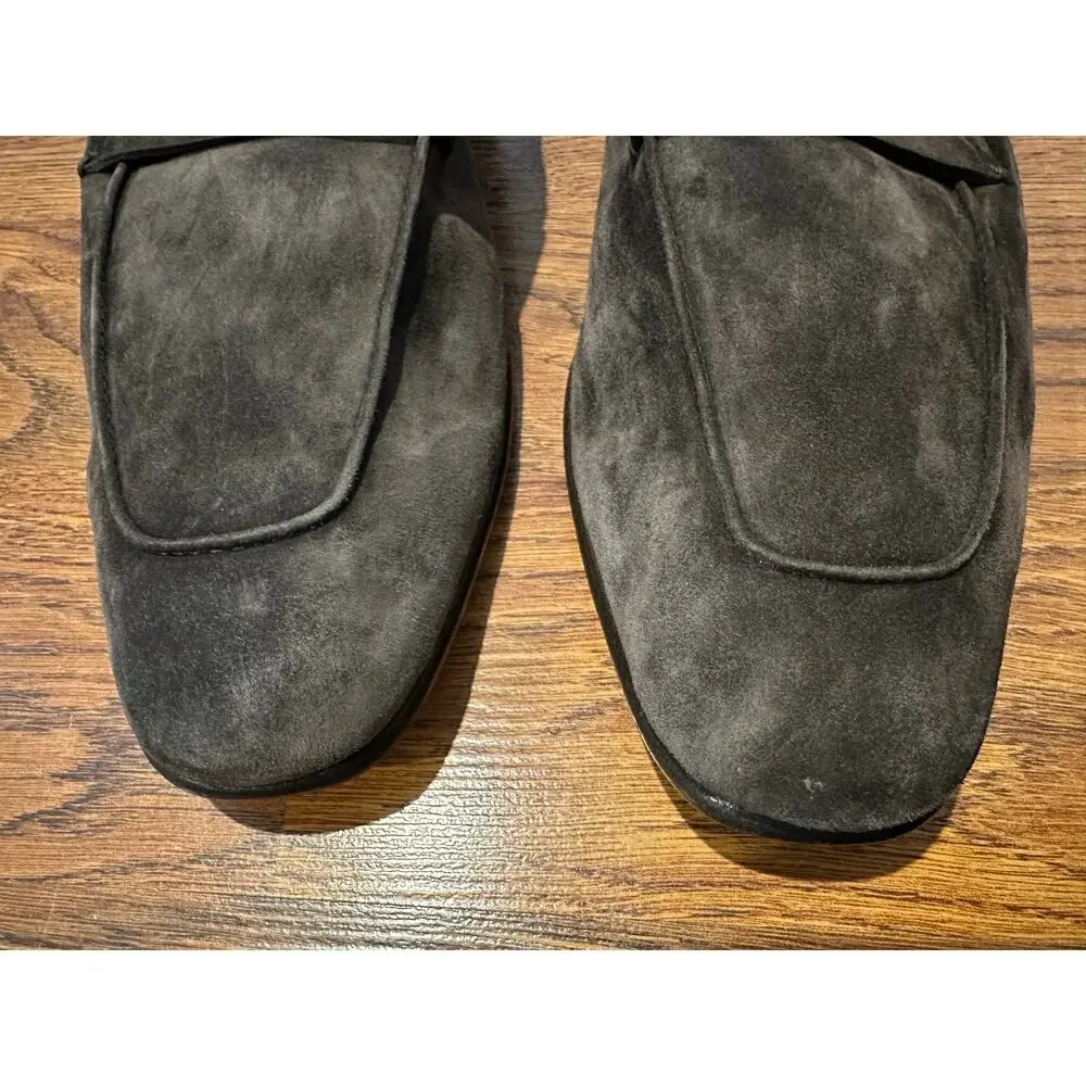 Zegna Men's L'Asola Suede Penny Loafer Charcoal Size 11.5 $1000 Luxury Style
